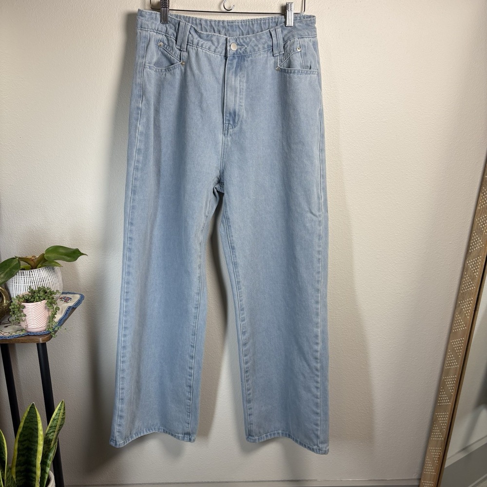 Cider Womens XL Blue Jeans Wide Leg Streetwear Light Wash Denim